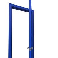 open isolated blue door closed 3d illustration rendering photo