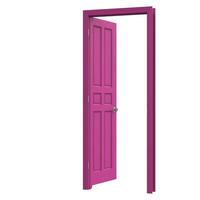 puerta rosa abierta aislada cerrada representación de ilustración 3d foto