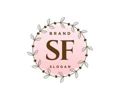 Initial SF feminine logo. Usable for Nature, Salon, Spa, Cosmetic and Beauty Logos. Flat Vector Logo Design Template Element.