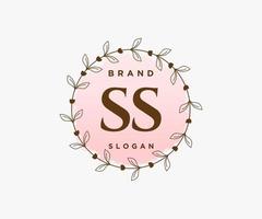 Initial SS feminine logo. Usable for Nature, Salon, Spa, Cosmetic and Beauty Logos. Flat Vector Logo Design Template Element.