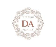 colección de logotipos de monograma de boda con letras iniciales da, plantillas florales y minimalistas modernas dibujadas a mano para tarjetas de invitación, guardar la fecha, identidad elegante para restaurante, boutique, café en vector