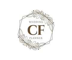 CF Initials letter Wedding monogram logos collection, hand drawn modern minimalistic and floral templates for Invitation cards, Save the Date, elegant identity for restaurant, boutique, cafe in vector