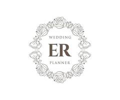 colección de logotipos de monograma de boda con letras iniciales, plantillas florales y minimalistas modernas dibujadas a mano para tarjetas de invitación, guardar la fecha, identidad elegante para restaurante, boutique, café en vector