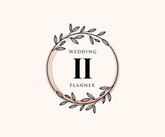 II Initials letter Wedding monogram logos collection, hand drawn modern minimalistic and floral templates for Invitation cards, Save the Date, elegant identity for restaurant, boutique, cafe in vector