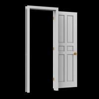 open isolated door closed 3d illustration rendering photo