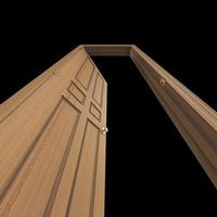 open wood isolated door closed wooden 3d illustration rendering photo