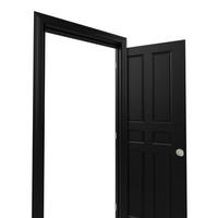 open isolated black door closed 3d illustration rendering photo