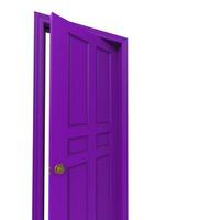 open isolated door closed 3d illustration purple rendering photo