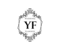 colección de logotipos de monograma de boda con letras iniciales de yf, plantillas florales y minimalistas modernas dibujadas a mano para tarjetas de invitación, guardar la fecha, identidad elegante para restaurante, boutique, café en vector