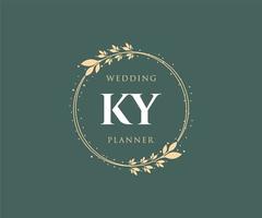 KY Initials letter Wedding monogram logos collection, hand drawn modern minimalistic and floral templates for Invitation cards, Save the Date, elegant identity for restaurant, boutique, cafe in vector