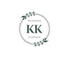 KK Initials letter Wedding monogram logos collection, hand drawn modern minimalistic and floral templates for Invitation cards, Save the Date, elegant identity for restaurant, boutique, cafe in vector