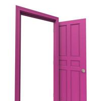 open isolated pink door closed 3d illustration rendering photo