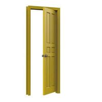 open yellow isolated door closed 3d illustration rendering photo