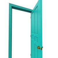 open light blue isolated door closed 3d illustration rendering photo