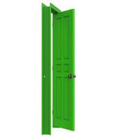 open green isolated door closed 3d illustration rendering photo