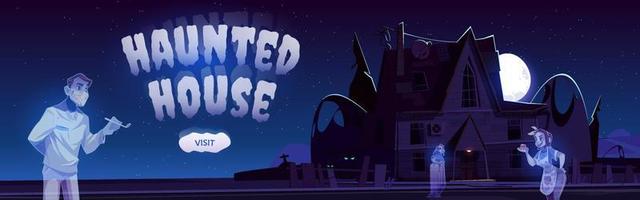 Haunted house cartoon web banner online invitation vector