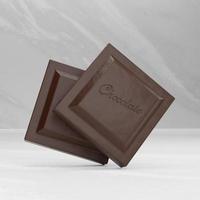 3D rendering dark chocolate closeup on white marble background photo