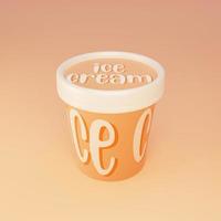 Taza de helado de naranja de renderizado 3d con tapa foto