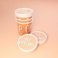 3D rendering orange icecream cup with lid photo