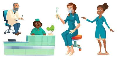 Hospital healthcare staff set, doctors and nurses vector