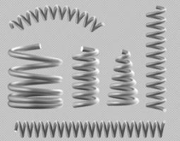 Metal springs, realistic coils for bed or car set vector