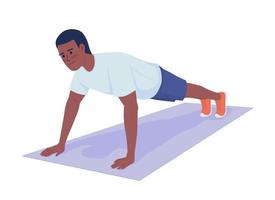 Strong man doing push ups semi flat color vector character. Editable figure. Full body person on white. Workout simple cartoon style illustration for web graphic design and animation