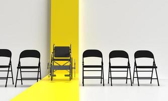 chair and wheelchair black color yellow orange white background wallpaper difference symbol decoration ornament disability international december month health care treatment hospital medical handicap photo