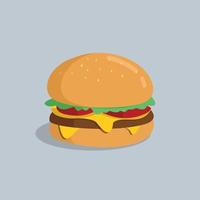 hamburguesa sabrosa hamburguesa con queso en diseño de ilustración vectorial plana vector