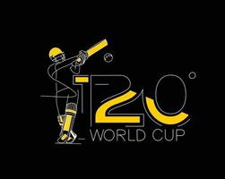 Afiche del campeonato mundial de cricket t20, plantilla, folleto, decorado, volante, diseño de banner. vector