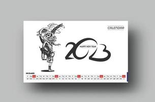 2023 Calendar Happy New Year December Design Pattern. vector