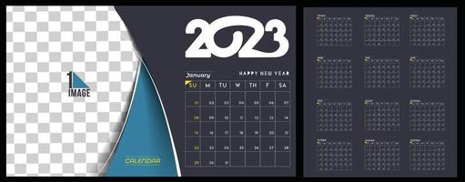 2023 Calendar Happy New Year Design with sapce of your image. vector