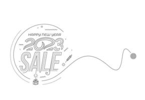 2023 Happy New Year Sale Text Typography Design Poster, template, brochure, decorated, flyer, banner design. vector