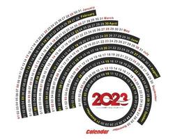 2023 Calendar Happy New Year Circle Design Pattern. vector
