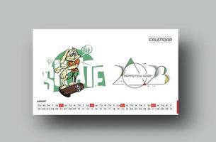 2023 Calendar Happy New Year August Design Pattern. vector