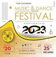 2023 New Year Music Party Event Flyer Poster for social media post. vector