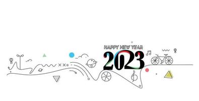 2023 Happy New Year Text Typography Design Poster, template, brochure, decorated, flyer, banner design. vector