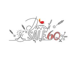 Happy Diwali with 60 off text design. Abstract vector illustration.