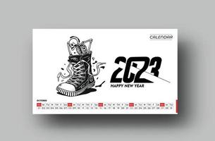 2023 Calendar Happy New Year October Design Pattern. vector