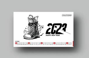 2023 Calendar Happy New Year October Design Pattern. vector