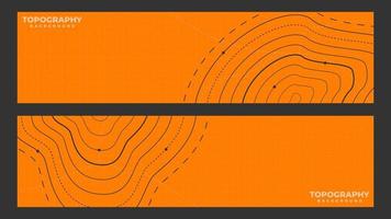 Topographic line contour background, horizontal banner of topography geographic grid map pattern with copy space, abstract stock vector illustration for social media post