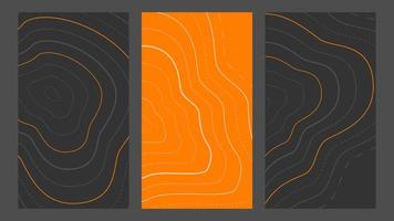 Topographic line contour background, vertical banner of topography geographic grid map pattern with copy space, abstract stock vector illustration for social media post