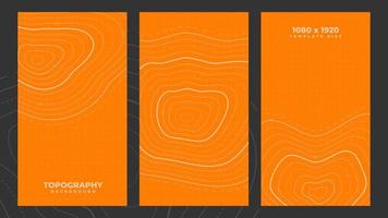 Topographic line contour background, vertical banner of topography geographic grid map pattern with copy space, abstract stock vector illustration for social media post