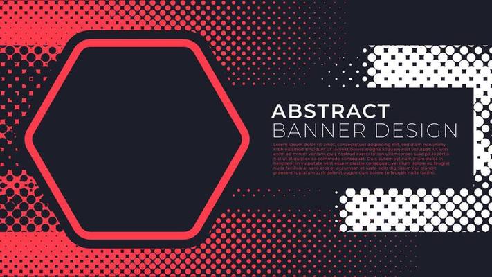 Halftone grunge banner design vector, concept of twotone background with photo frame and copy space for custom your content