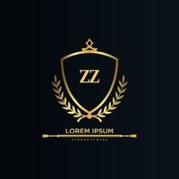 letra zz inicial con plantilla real.elegante con vector de logotipo de corona, ilustración de vector de logotipo de letras creativas.