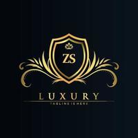 ZS Letter Initial with Royal Template.elegant with crown logo vector, Creative Lettering Logo Vector Illustration.