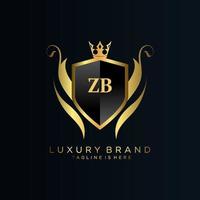 ZB Letter Initial with Royal Template.elegant with crown logo vector, Creative Lettering Logo Vector Illustration.