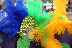 percussion instruments feathers and carnival embroidery