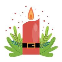 tarjeta de felicitación navideña y año nuevo con velas, cinturón y hojas verdes. ilustración vectorial en estilo moderno vector