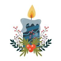Candle vector design with leaf ornament and decoration. Merry Christmas, symbol, holiday, religion