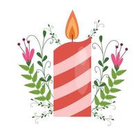 christmas candles and flowers vector